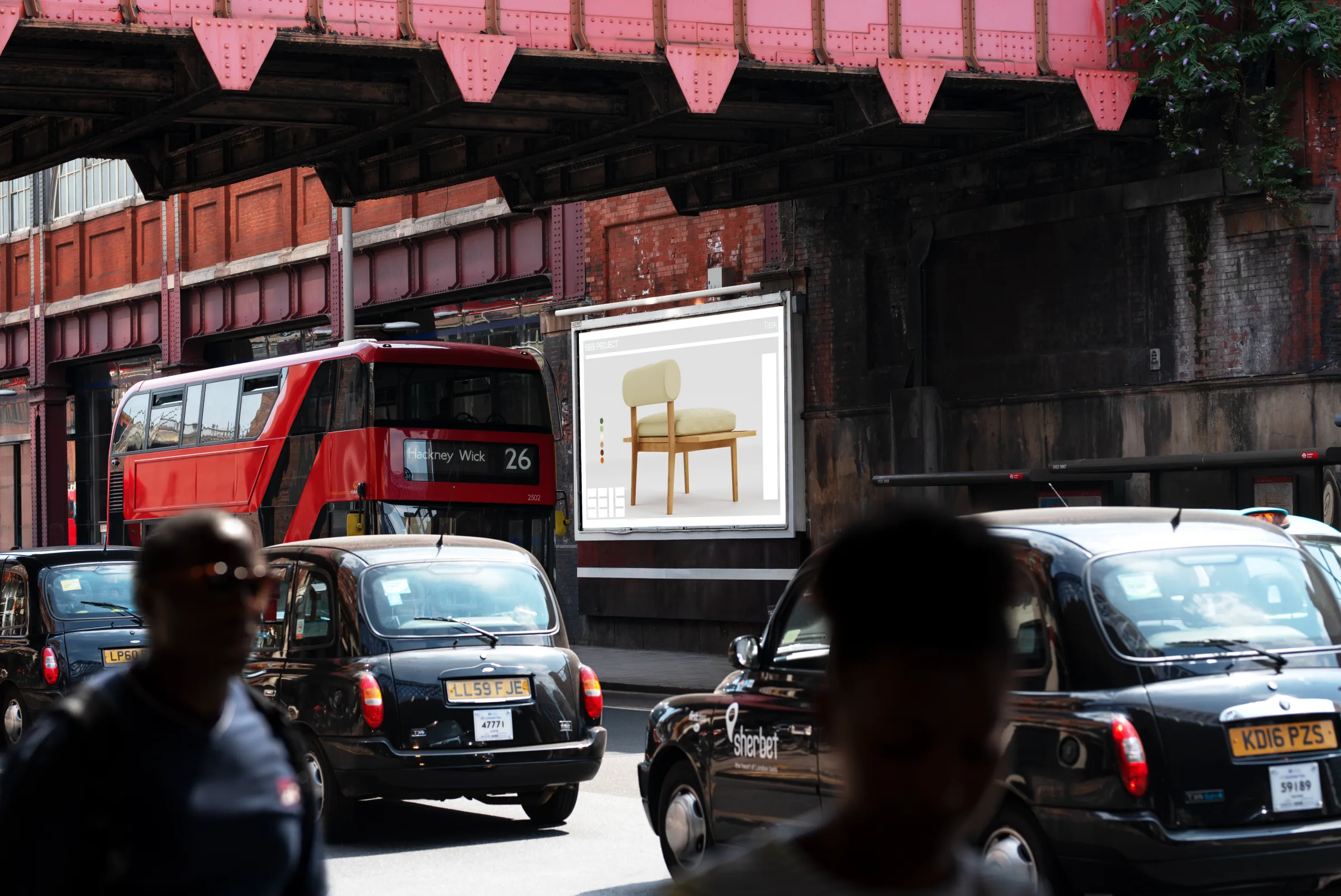 SEIS billboard under a railway bridge