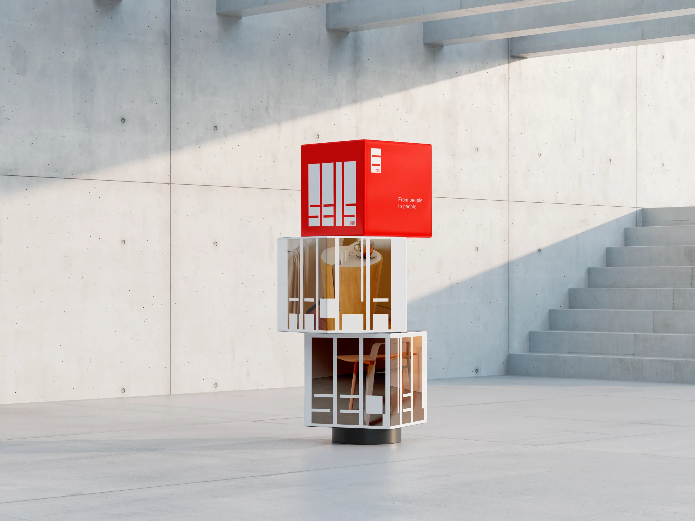 SEIS brand boards in a concrete environment