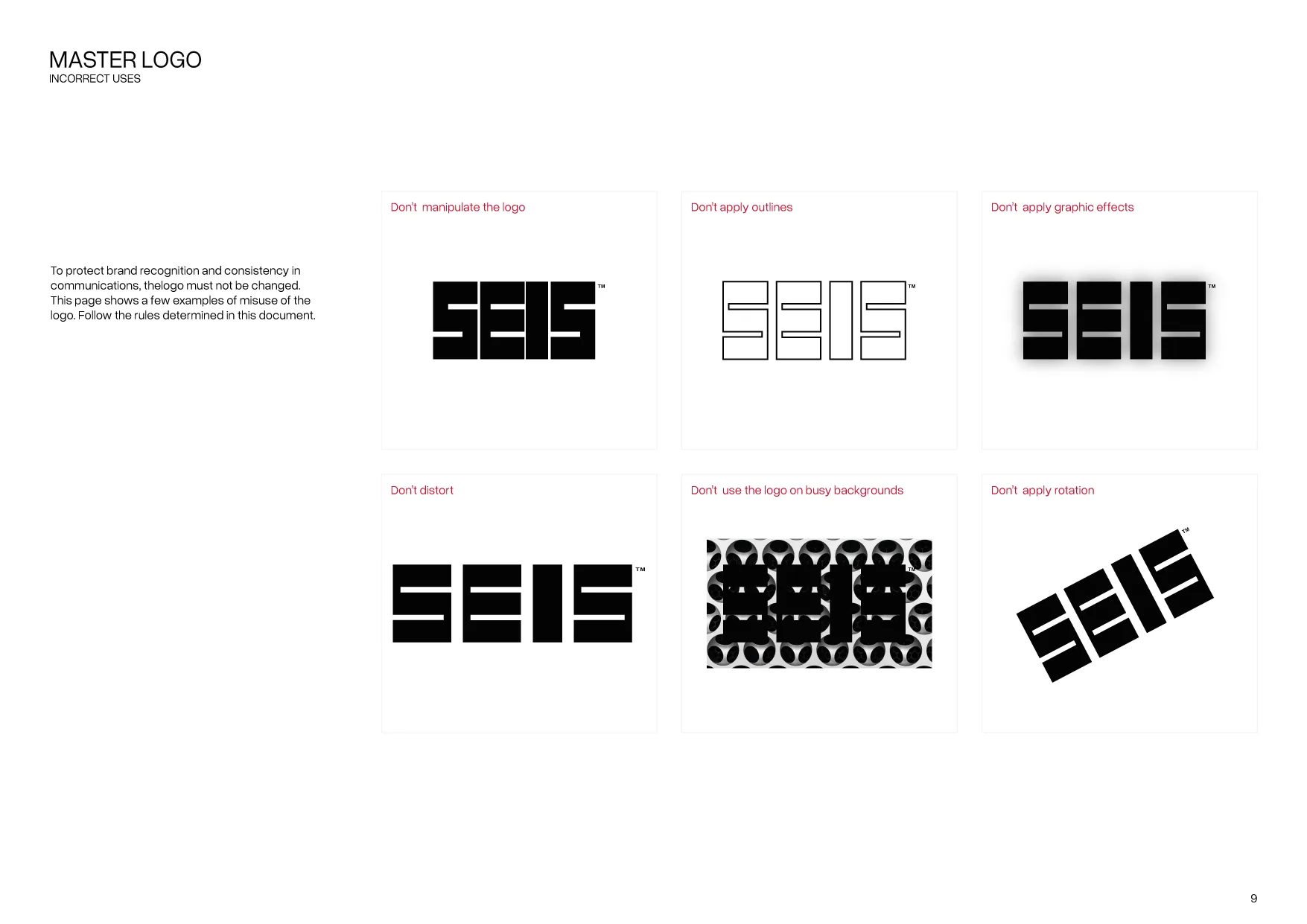 SEIS brand guidelines, page 09